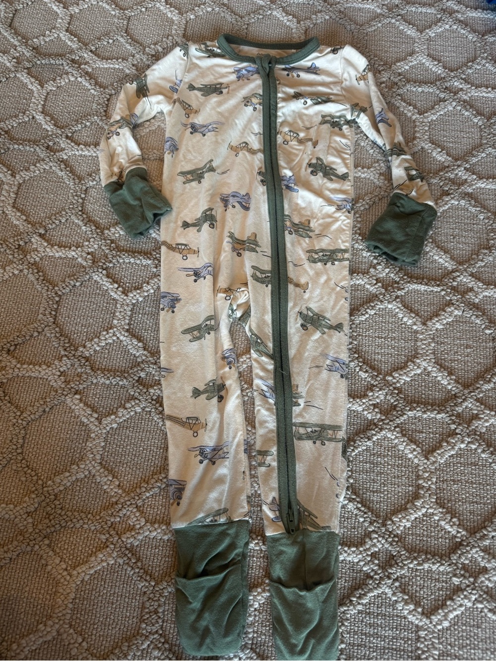 Angel Dear 6-12 Mos Airplane One-Piece zipper Pajamas w/ Convertible Feet &Hands